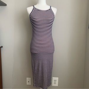 Ambiance Navy & Off-White Midi Bodycon Dress